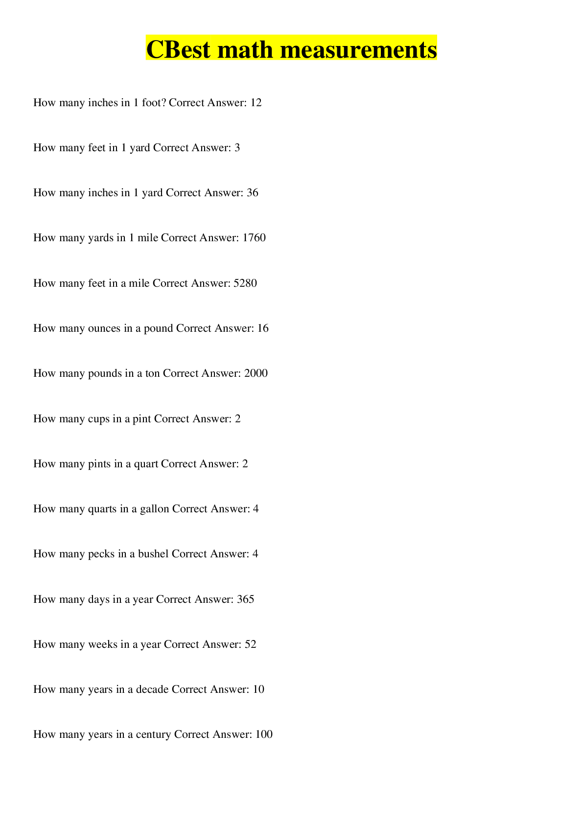 Preview image for CBest math measurements